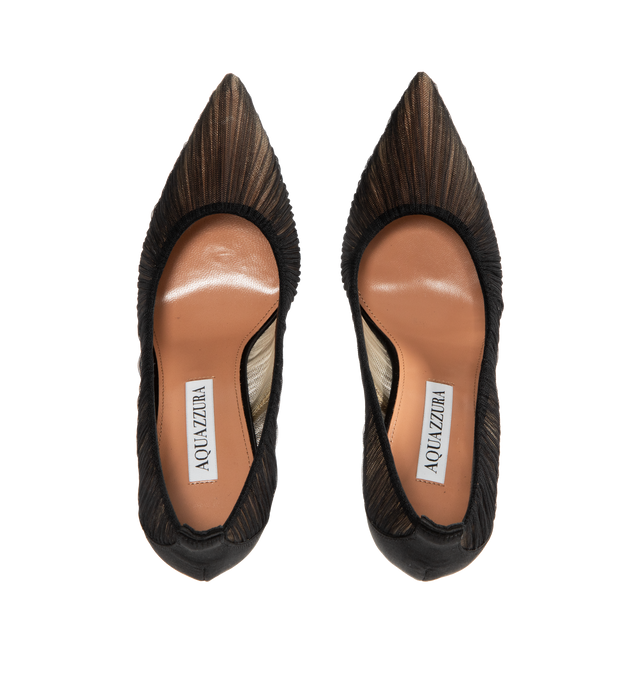 Image 4 of 4 - BLACK - AQUAZZURA Voile Pump 105MM featuring satin and tulle upper, point toe, stiletto heel, slips on, leather lining and leather sole. 105MM. Made in Italy. 