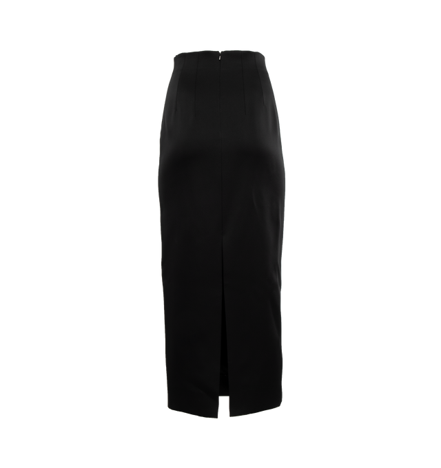 Image 2 of 3 - BLACK - KHAITE Loxley Skirt featuring high-waisted pencil skirt, corset-like fit, shaped by darts, high slit and a concealed zipper closure at the back. 100% lambskin. 