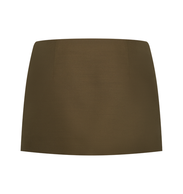 Image 2 of 3 - BROWN - Khaite minimal miniskirt that gains structure from cady selected for its rich texture, beautiful drape, and silken luster. Concealed zipper closure at side. Wool silk cady (74% wool, 26% silk ) 