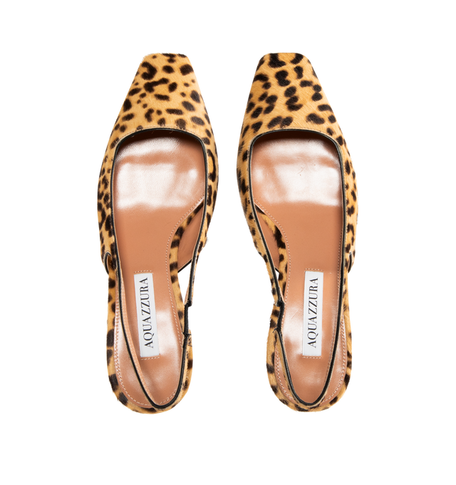Image 4 of 4 - BROWN - AQUAZZURA Ginza Leopard-Print Pony Hair Slingback Pump featuring leopard-printed dyed pony hair and leather, square toe, stretch slingback strap, easy slide style and leather outsole. 35 mm covered block heel. Made in New Zealand. 