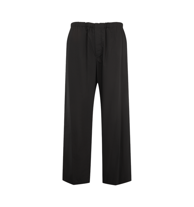 Image 1 of 3 - BLACK - The Row Men's Pascale Pant is crafted from lightweight Japanese wool twill and features a mid-rise pull-on silhouette with a loose, straight-leg fit. Designed with side seam pockets, a single back patch pocket, an adjustable drawstring waistband, and a button fly, this refined style balances technical performance with the rich drape and smooth handfeel of natural wool. Main Material: 100% Wool. Made in Italy. 