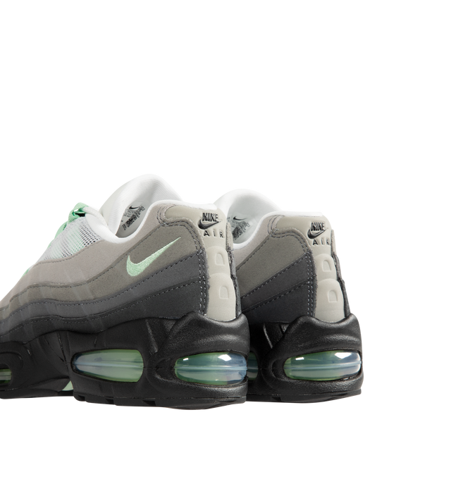 Image 3 of 5 - BLACK - NIKE Air Max 95 Big Bubble Sneaker featuring textile and synthetic leather, visible Max Air cushioning, flex grooves in the midsole and outsole, foam midsole and rubber outsole. 