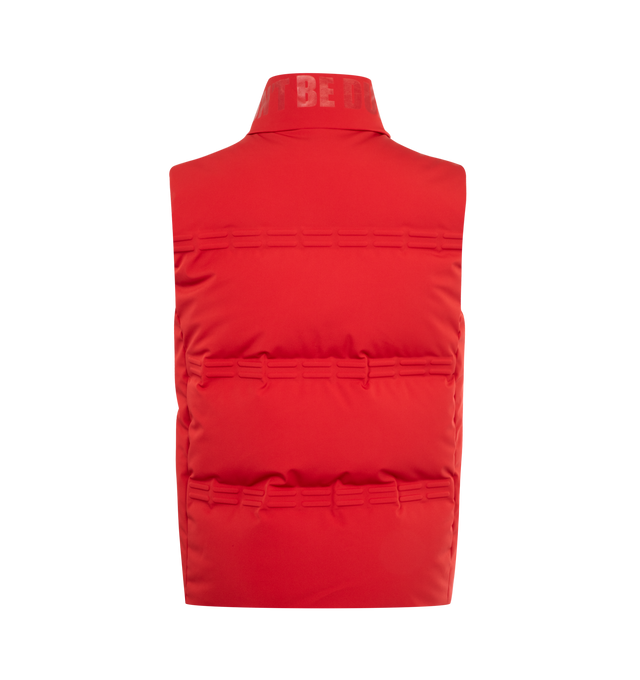 Image 2 of 3 - RED - Moncler x A$AP Rocky Sparky Down Vest featuring 2L 4-way stretch nylon, nylon laqu lining, down-filled, zipper closure, zipped pockets, embossed details and logo patches. 87% polyamide/nylon, 13% elastane/spandex. Padding: 90% down, 10% feather. 