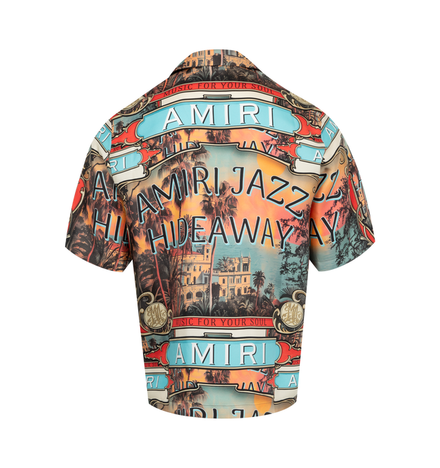 Image 2 of 2 - MULTI - Amiri Jazz Hideaway silk shirt featuring front button fastening, camp collar, short sleeves and an all-over graphic print, and logo print embellishments. Made in Italy.Silk 100%. 