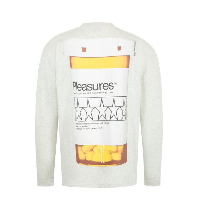 Image 2 of 2 - GREY - PLEASURES Supplements Long Sleeve T-Shirt featuring relaxed fit, crewneck, long sleeves and graphic on front. 100% cotton. 