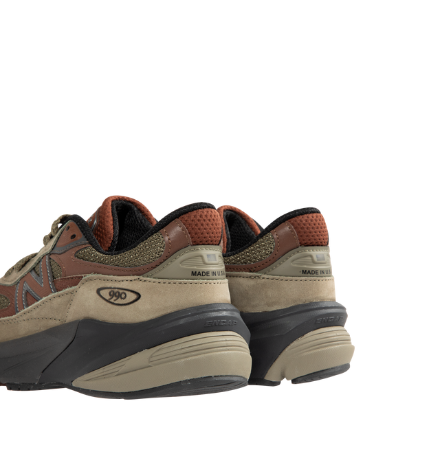 Image 3 of 5 - GREEN - NEW BALANCE Made in USA 990v6 Sneaker featuring FuelCell foam, ENCAP midsole cushioning, reflective accents, TPU back tab, mesh upper and suede and synthetic overlays. 