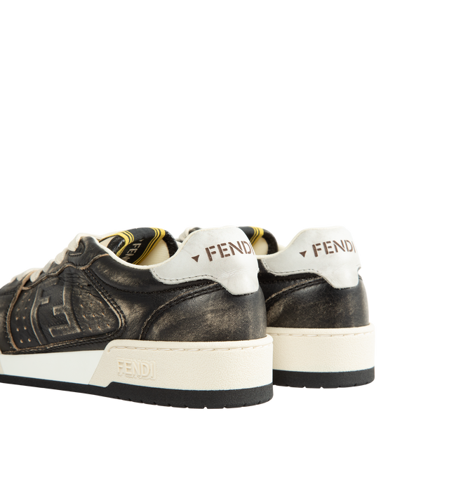 Image 3 of 5 - BROWN - Fendi Women's Match Slip-On Leather Sneakers are crafted from calfskin with a signature FF motif along the sides. Designed for easy wear, this slip-on silhouette is finished with laces and a rubber sole with a bumper. Main Material: 100% Calfskin. Made in Italy. 