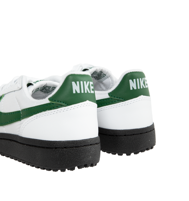 Image 3 of 5 - GREEN - Nike Field General '82 lace-up low-top sneakers in NY Jets green colors with gritty football style, smooth and perforated leather upper with black swoosh, nubby Waffle outsole with a black finish. 