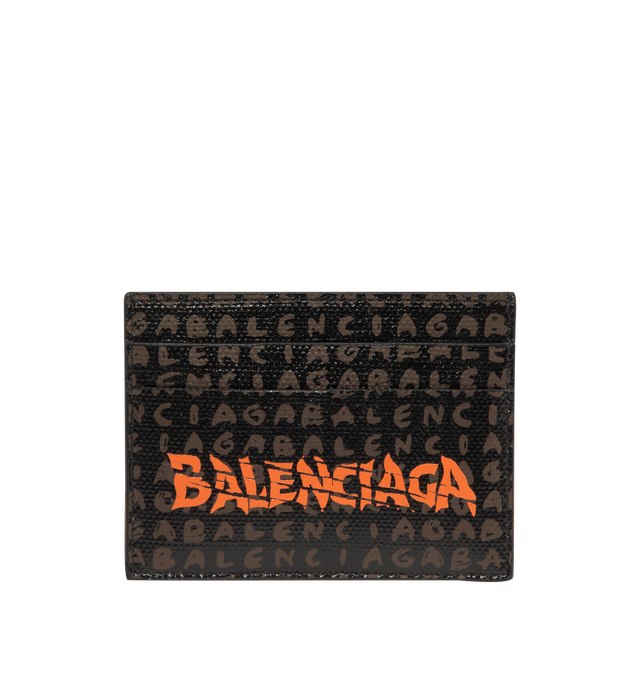 Image 1 of 3 - BROWN - BALENCIAGA Select Card Holder featuring coated canvas with contrasting Balenciaga logo printed, 4 card slots and 1 bill pocket. 3.9" x 3.1" x 0.8". Cotton, linen, polyurethane. Made in Italy. 