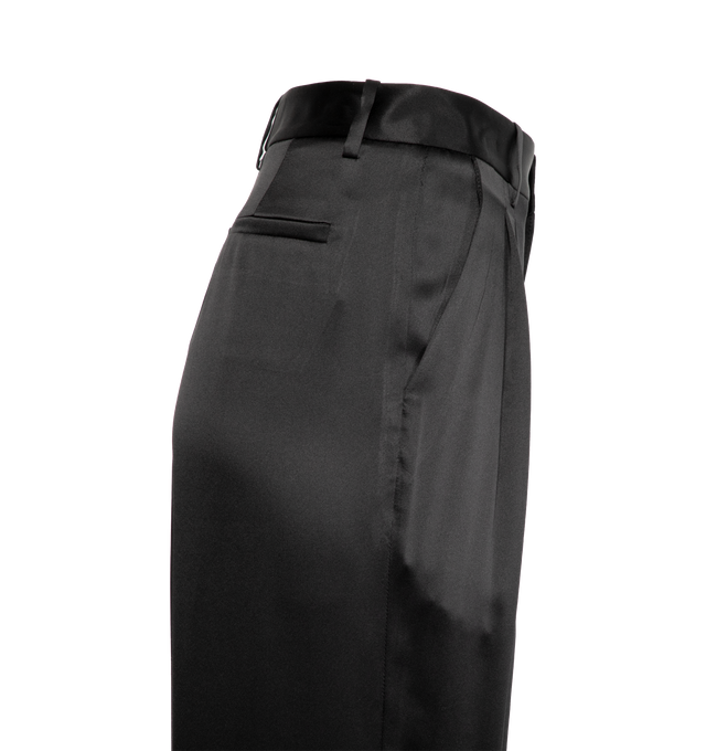 Image 3 of 3 - BLACK - NILI LOTAN Flavie Pant featuring mid rise, double front pleats, loose leg, unlined, zip fly and button closure, front slash pockets and back welt pockets. 100% silk.  