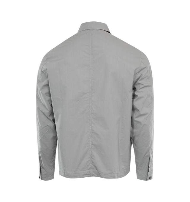 Image 2 of 2 - GREY - C.P. COMPANY Popeline Workwear Shirt featuring button closure, chest pocket, front patch pockets and collar. 100% cotton.  