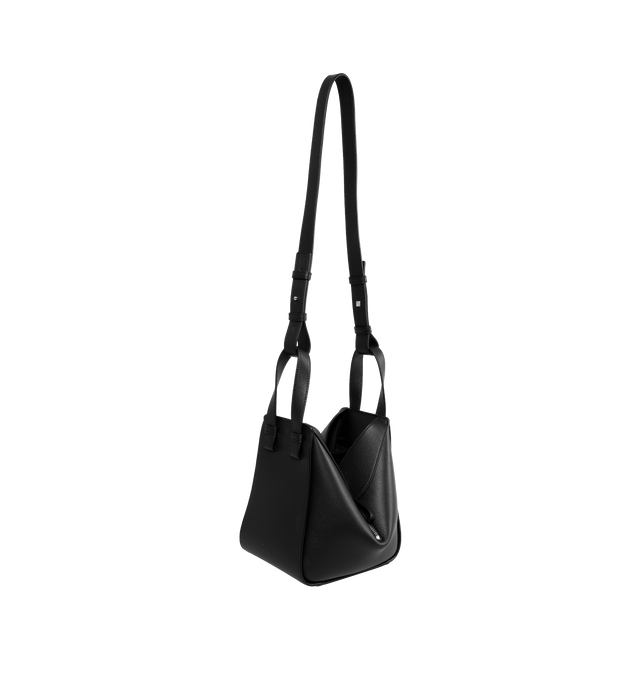 Image 4 of 6 - BLACK - LOEWE Hammock Compact Bag featuring shoulder, crossbody or top handle carry, detachable and adjustable strap, internal hook closure, external zip pocket, two internal slip pockets and embossed Anagram. 8.2 x 5.7 x 7.7 inches. Classic calf. 