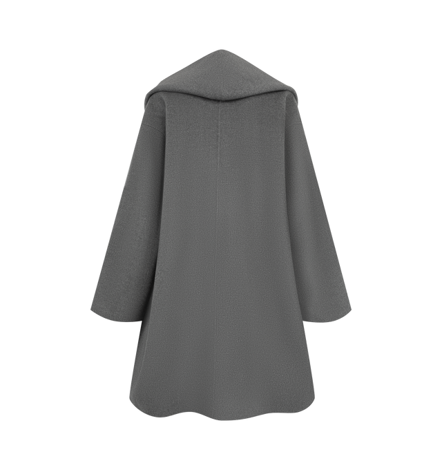 Image 2 of 3 - GREY - Toteme Women's Hoodie Coat is inspired by a hooded sweatshirt, crafted from substantial wool doubl with a generous hood that creates an architectural frame. Material: 100% RWS wool. 