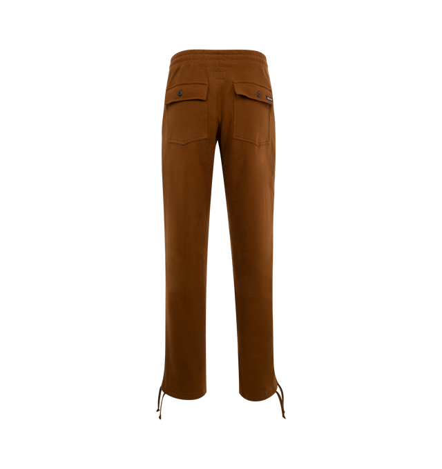 Image 2 of 3 - BROWN - Noah Fatigue Sweatpants have a drawstring waistband and cuffs, front patch pockets, and back button-flap patch pockets. 100% cotton. Made in Canada.  