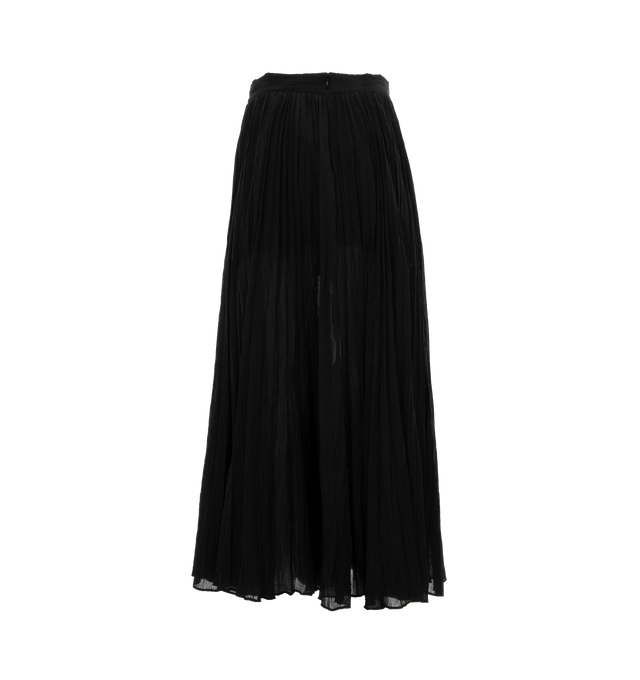 Image 2 of 3 - BLACK - TOTEME Crinkled Pliss Skirt featuring a semi-sheer, crinkled fabric, made from a fine organic-cotton blend that is partially lined with an inner skirt and fastened with a concealed zipper. 72% organic cotton, 28% polyamide. 
