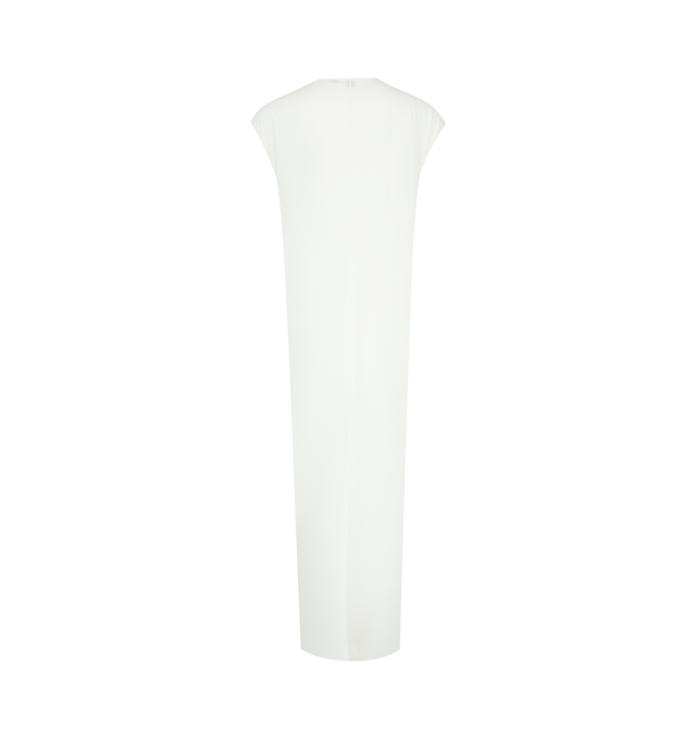 Image 2 of 2 - WHITE - TOTEME Tie-Waist Jersey Dress featuring relaxed fit, a wrap belt that can be loosely tied or worn undone for drape, organic cotton, falls in a straight, full-length line with a crew neck and rounded cap sleeves. 100% organic GOTS cotton. 
