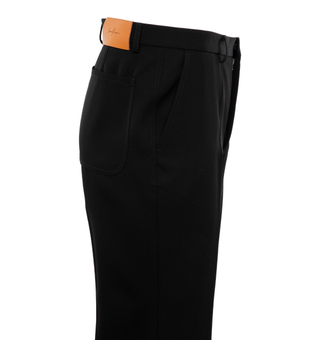 Image 3 of 4 - BLACK - SECOND LAYER Zooty Trouser featuring fully constructed waistband with hook and eye closure, zip fly, front slash pockets and patch back pocket. 84% wool, 16% mohair. Made in Italy. 