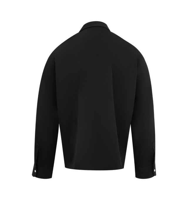 Image 2 of 2 - BLACK - SECOND LAYER Crosby St Zip Shirt featuring relaxed zip front over-shirt with 2 chest pockets, IMF stitch around collar and pocket flaps, split side gusset and ball chain zipper pull. Poly elastane blend. Made in Japan. 