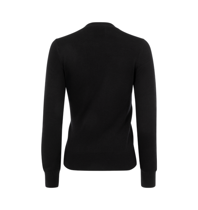 Image 2 of 2 - BLACK - Isabel Marant Carline cable knit fitted cardigan with V-neckline, long sleeves, asymmetrical button front, ribbed finishes. 70% viscose, 30% RWS wool. 