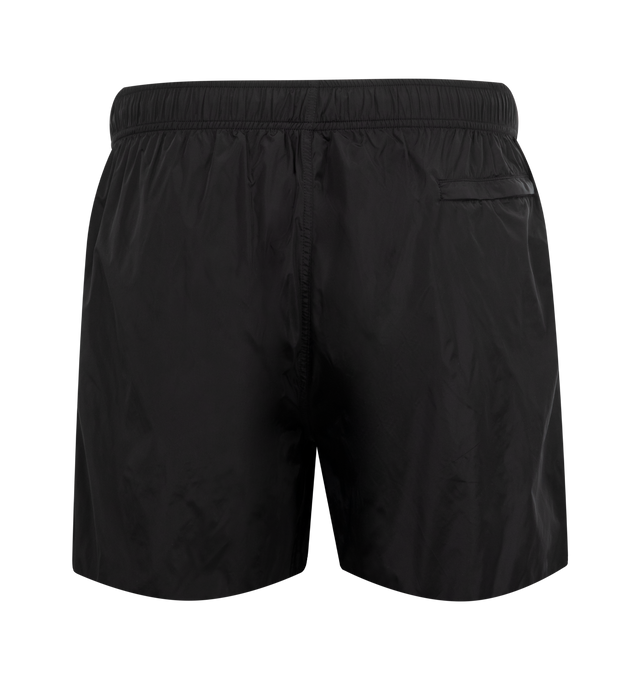 Image 2 of 3 - BLACK - BODE Nylon Track Shorts featuring lightweight nylon with a "Bode" embroidery near the front hem, side pockets, one back welt pocket and elastic waist. 100% polyamide. Made in India. 