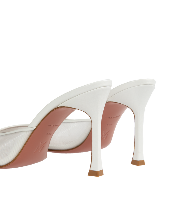 Image 3 of 4 - WHITE - AMINA MUADDI Alexa slipper mule in mesh with 95mm heel. 100% mesh upper and lining, sole 70% leather / 30% rubber. Made in Italy. 