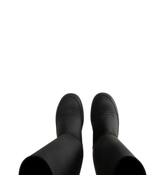 Image 4 of 4 - BLACK - Rick Owens DRKSHDW Sneakwaders are crafted from certified recycled thermoplastic polyurethane and feature a mid-calf silhouette inspired by wader boots. This distinctive design combines a tubular pull-on upper with a classic sneaker-inspired foot, complete with toe caps and signature shark-tooth soles. Developed using certified recycled thermoplastic materials, the construction supports reduced water consumption, emissions, and hazardous waste while lessening reliance on non-renewable 