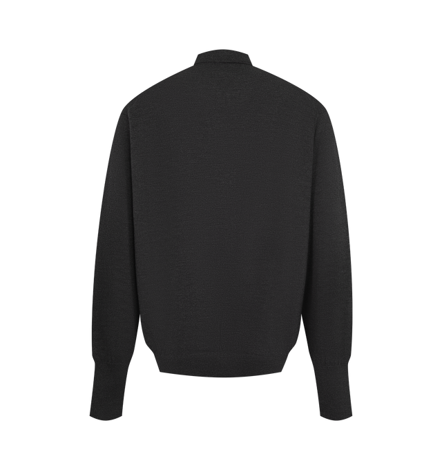 Image 2 of 2 - GREY - A.Presse Men's Wool Knit Long-Sleeve Polo Shirt is crafted from high-gauge wool knit and features a refined long-sleeve polo silhouette. Designed with a classic polo collar and clean, minimalist construction that highlights the quality and texture of the knit. Main Material: 100% Wool. 