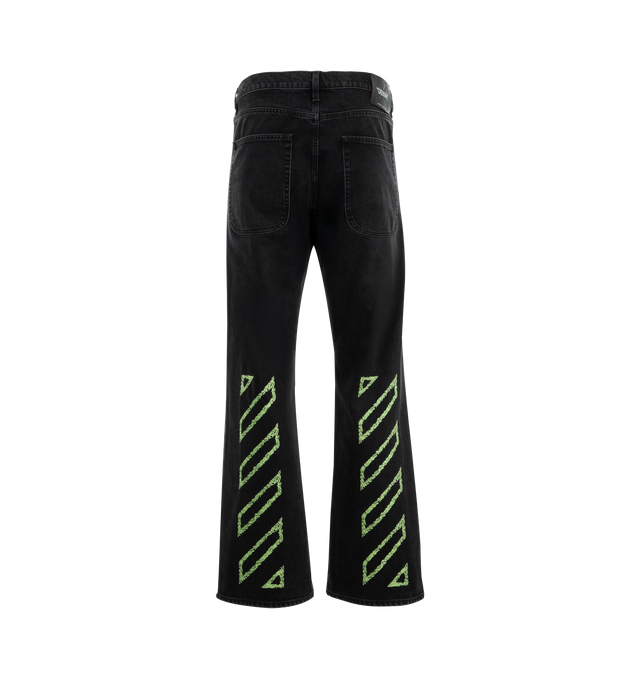 Image 2 of 3 - BLACK - Off-White Diag Outl Relaxed Jeans are a 5-pocket style with a straight leg fit, embroidered diagonal stripes, and a zip fly. 100% cotton.  