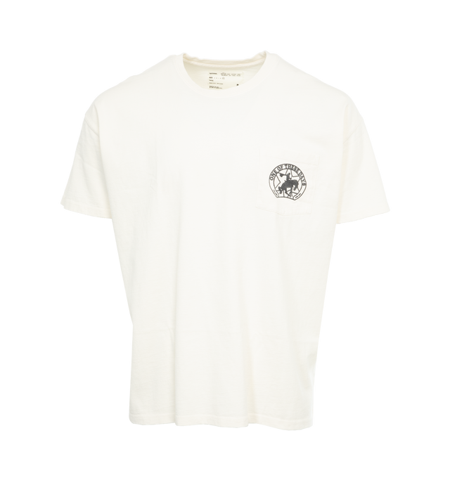 WHITE - ONE OF THESE DAYS Horseshoe Pocket Tee featuring vintage wash finish, pre shrunk, short sleeves and graphic on front and back. 100% cotton. 
