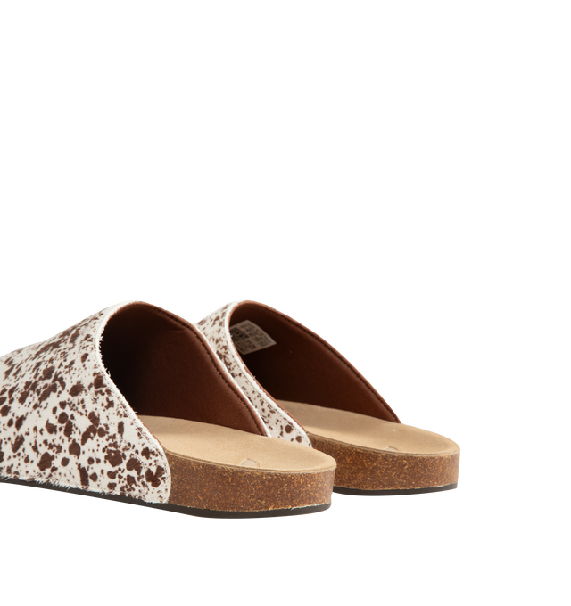 Image 3 of 4 - MULTI - Adidas Men's Adimule Slide is a casual slip-on mule designed for comfort and style. It features a cow-print pattern in shades of brown paired with a soft suede footbed. Exterior: leather upper, suede footbed, cork sole, textile lining, durable rubber outsole. Made in Vietnam. 
