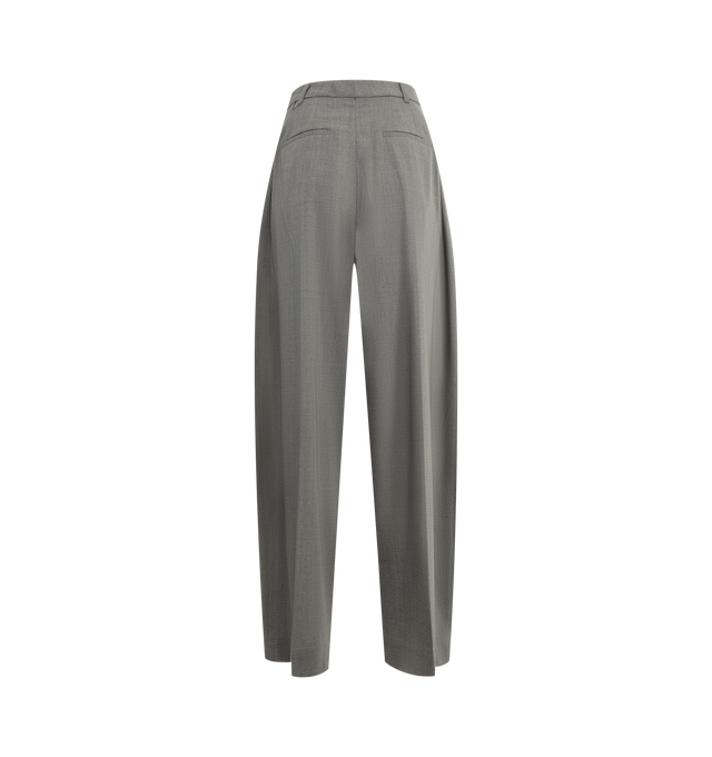 Image 2 of 3 - GREY - JACQUEMUS The Man's Pants featuring high-rise, openweave wool, waistband with belt loops, zip fly with hook and button, slash pockets, double pressed-pleats, wide curved leg, J belt loop in the back and back welt pockets. 98% virgin wool, 2% elastane. Lining: 55% cotton, 45% polyester. Made in France. 