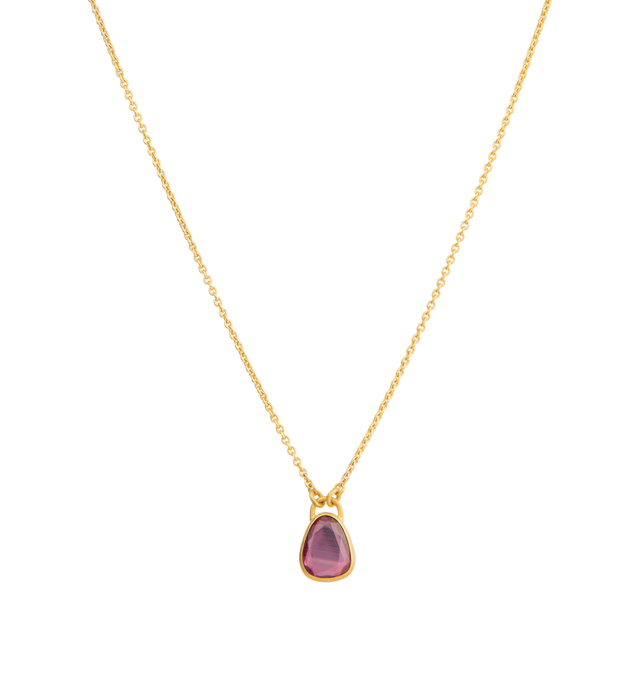 Image 1 of 1 - GOLD - Eli Halili Ruby Pendant Necklace is handcrafted with a double rose-cut amorphic ruby set in solid 22K yellow gold and suspended from an elegant 18K yellow gold cable chain. Designed and hand forged in New York, this designer fine jewelry necklace showcases Eli Halili's signature blend of ancient-inspired artistry and exceptional craftsmanship, creating a timeless statement piece with rich color and organic elegance. Main Materials: 22K Yellow Gold and 18K Yellow Gold. Gemstone: Double  
