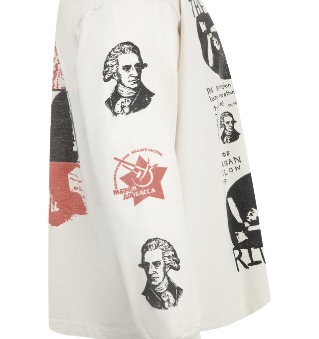 Image 3 of 3 - WHITE - ENFANTS RICHES DEPRIMES Living Altar Long Sleeve T-Shirt featuring heavyweight cotton jersey, a longer, drop-shoulder fit with a rib knit neckline and cuffs, a single-stitch hem at the waist and printed artwork appears at the front, back, and sleeve. 100% cotton. Made in the USA. 
