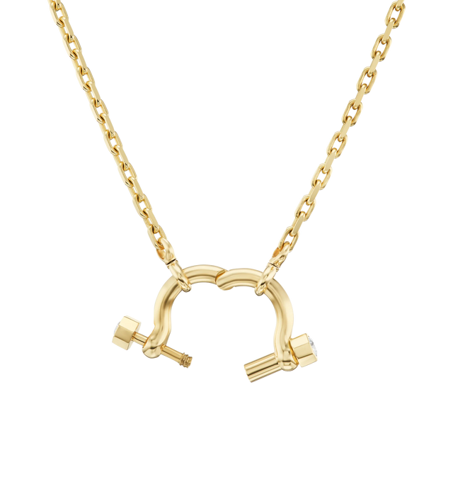 Image 2 of 3 - GOLD - UNIFORM OBJECT System Necklace featuring 23G of 18K yellow gold and 21G 18K yellow gold chain with 0.7 TCW 4.5MM round diamonds. Handmade in New York City. Hirshleifers offers a range of initial pieces from this collection in-store. For personal consultation and detailed information about jewelry, please contact our dedicated stylist team at personalshopping@hirshleifers.com. This item may be restricted for online purchase to international clients. For assistance purchasing this item p 