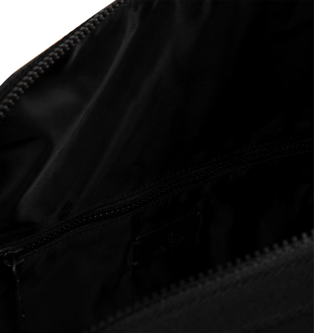 Image 3 of 3 - BLACK - Moncler Tech Duffle Weekend Bag has an adjustable and detachable shoulder strap, double handles, leather trim, a buckle closure, and a zipper pocket. Water-repellent nylon. Made in Romania.  