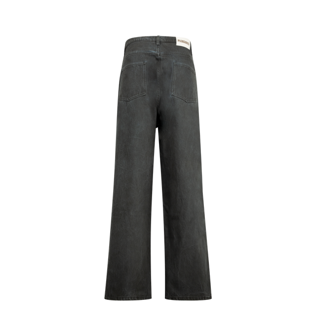 Image 2 of 3 - BLACK - Pleasures Mens Spray Formula Baggy Jeans are crafted from cotton bull denim. Feature a baggy five-pocket silhouette, sprayed detailing, enzyme-washed finish, and zip-fly with button closure. Main Material: 100% Cotton. Made in China. 