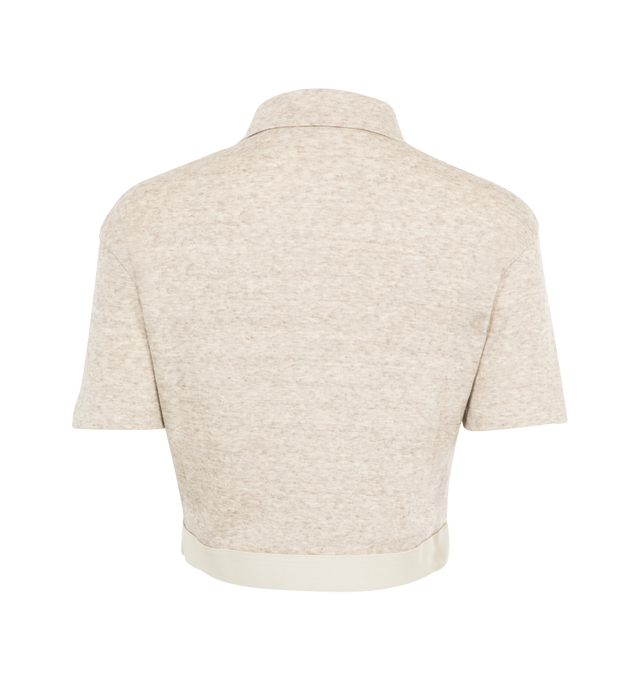 Image 2 of 2 - NEUTRAL - Loewe Cropped Polo in lightweight cotton and wool featuring an elasticated LOEWE jacquard waistband. Regular fit, cropped length with polo collar. Made in Portugal. 