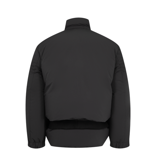 Image 2 of 5 - BLACK - Sacai Men's Double Padded Jacket with Zip Closure is crafted from polyester and features an oversized hybrid silhouette that combines elements of a jacket and coat. Designed with a concealed zip closure beneath a buttoned placket, a layered lower section with button fastening, front patch pockets, and ribbed elasticated cuffs for a functional yet refined finish. Main Material: 100% Polyester. 