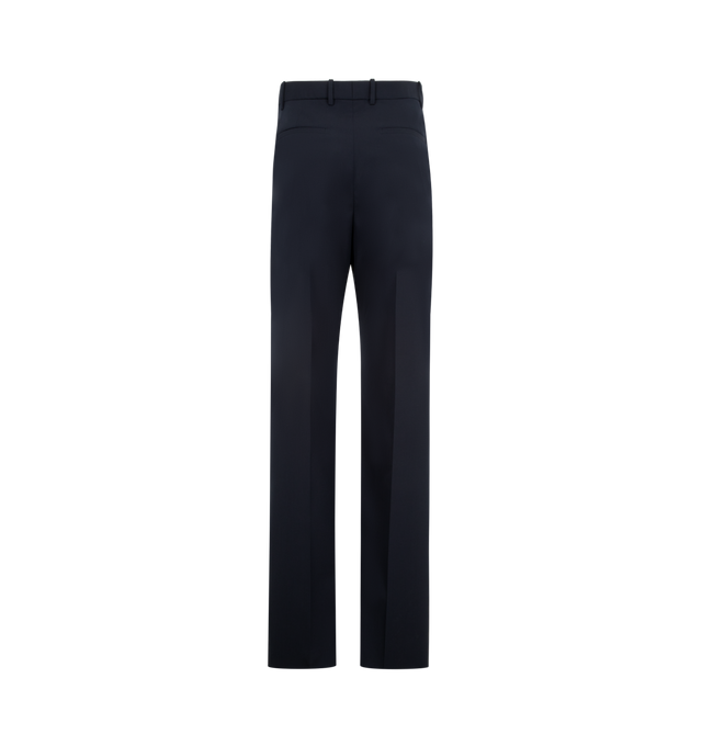 Image 2 of 3 - NAVY - JIL SANDER Trouser 219 featuring tailored wool suit trousers designed for a minimalist and clean silhouette with a straight leg, belt loops, a zip fly with hook closure, side welt pockets and a rear welt pocket. 100% virgin wool. 