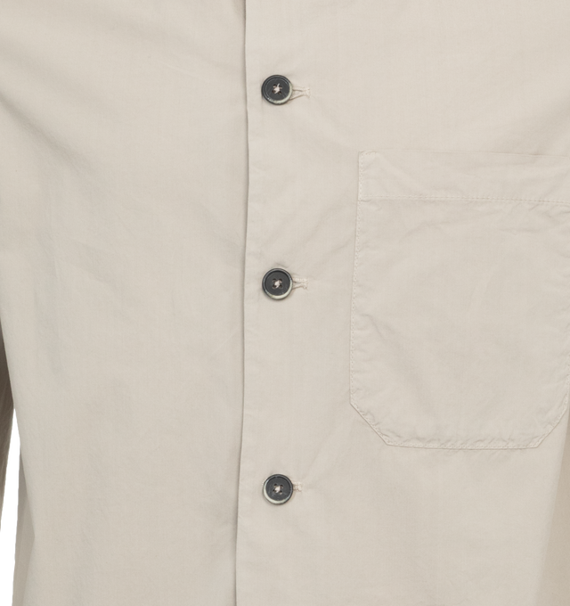 Image 3 of 3 - NEUTRAL - BARENA VENEZIA Utilitarian Overshirt brnings a tailor touch to a classic workwear silhouette. It features a regular length and fit, long sleeves, patch chest pocket,full button closure,buttoned cuffs and pointed collar. Parachute stretch cotton, garment dyed. 97% Cotton 3% Elastane. 