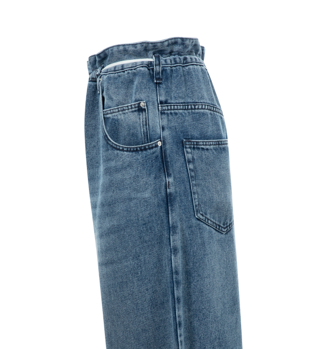 Image 2 of 2 - BLUE - ISABEL MARANT Jordy Jeans featuring belt loops at the waist, two rounded pockets to the sides, two side patch pockets, two rear patch pockets, internal logo tag, straight leg, front button and zip fastening and drawstring fastening. 77% lyocell, 23% cotton. 