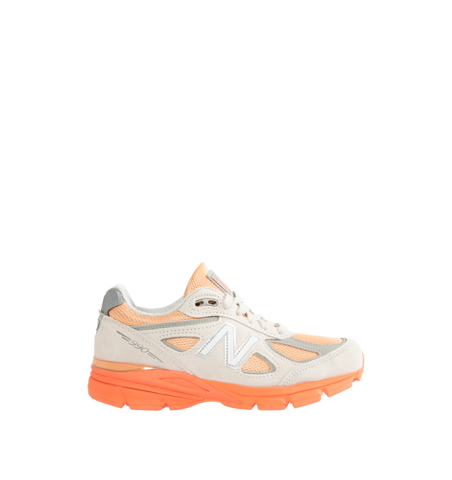 Image 1 of 5 - ORANGE - NEW BALANCE Made in USA 990v4 Sneaker featuring ABZORB cushioning at heel and forefoot, combination ENCAP and C-CAP midsole, reflective accents, mesh upper, suede and synthetic overlays and NDurance rubber outsole. 