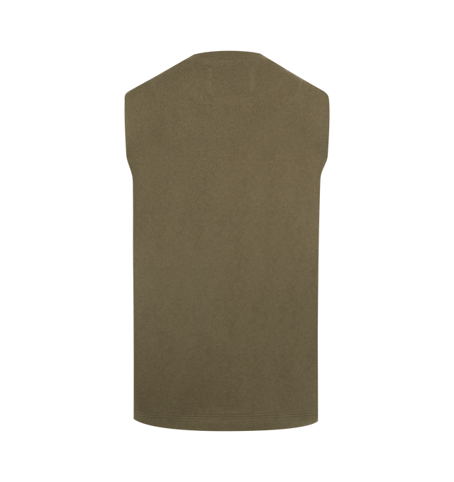 Image 2 of 2 - GREEN - EXTREME CASHMERE Player Tank featuring a soft, skin-hugging muscle fit tank top in breathable cotton cashmere blend, a flatlock hem and short and boxy silhouette. 70% cotton, 30% cashmere. 