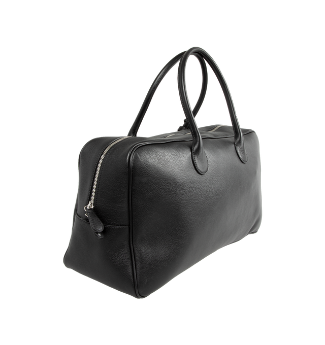 Image 2 of 3 - BLACK - MAGDA BUTRYM Brigitte Bag featuring two top handles, top zipper closure, leather flower embellishment, one main compartment and an interior zipped pocket. 19cm x 33cm x 13 cm. 100% calf leather. 