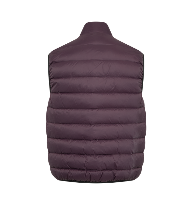 Image 2 of 2 - RED - MONCLER Deneb Down Vest featuring down-filled, zipper closure, zipped pockets, elastic cuffs and hem and logo details. 100% polyamide/nylon. Padding: 90% down, 10% feather. Made in Moldova. 