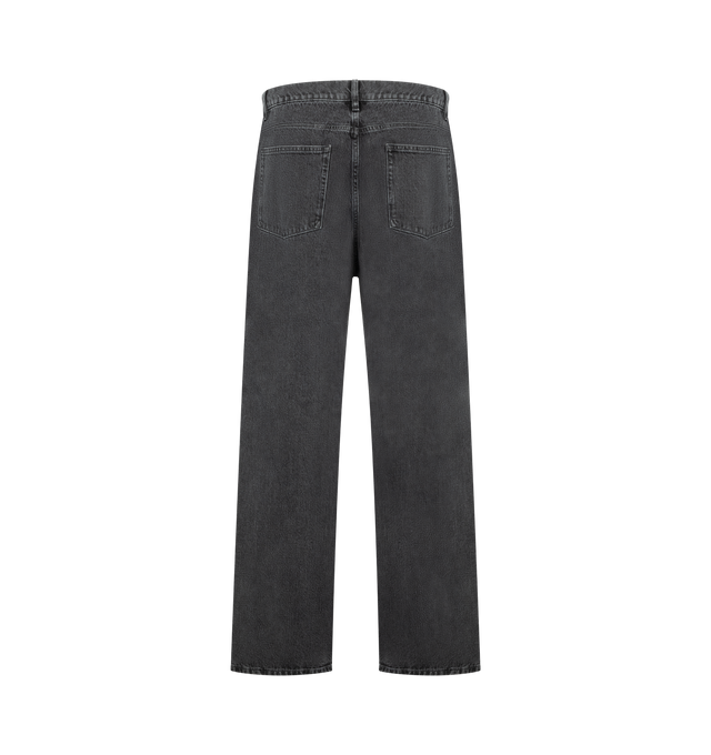 Image 2 of 3 - BLACK - Jil Sander Mens Jeans are crafted from lightweight denim. Feature a relaxed fit, zip fly with metal button closure, five-pocket styling, and a leather belt loop with embossed Jil Sander logo. Main Material: 100% Cotton. Made in Italy. 
