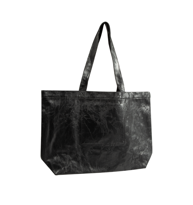 Image 2 of 3 - BLACK - The Rick Owens DRKSHDW Temple Shopper is cut from the brand's signature Megacrust cotton denim, transforming Japanese 13oz denim through black overdyeing, wax treatment, layered foil, and a final wash that creates its distinctive cracked, eroded surface. Dimensions Approximately: 20 x 13 x 2 in. 
