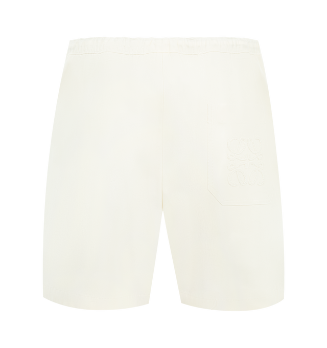 Image 2 of 3 - WHITE - LOEWE PAULA'S IBIZA Shorts in lightweight textured fluid lyocell, regular fit, short length, mid waist, elasticated waist with drawstring, slash pockets, rear patch pocket and anagram crafty embroidery placed on the rear pocket. Lyocell. Made in Italy. 