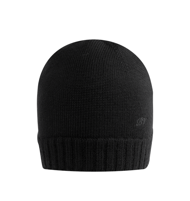 Image 1 of 2 - BLACK - Bottega Veneta Men's Beanie is crafted in a lightweight wool knit, featuring BV logo embroidery, and a slit at back. Made in Italy. 