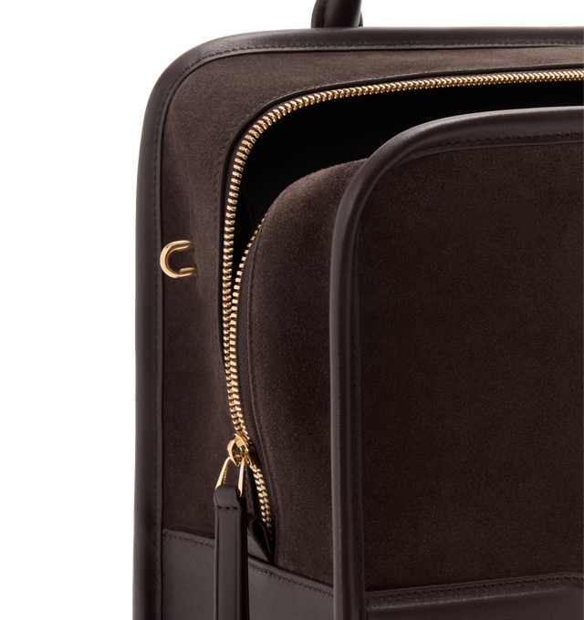 Image 16 of 16 - BROWN - LOEWE Large Amazona 180 Bag in suede featuring a relaxed silhouette anchored by a single toron top handle, designed to be carried open while a concealed closure secures the main compartment, removable shoulder and crossbody straps, zip closure with two leather zip pullers, two compartments, main compartment closed with magnetic closure, internal flat pocket, left side d-ring for customization, suede and nappa lambskin lining, embossed LOEWE and embossed double L branding. Suede/calf 